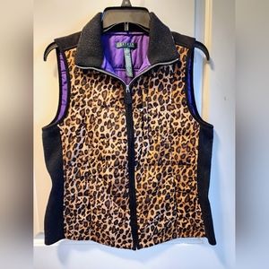 Ralph Lauren Leopard print Vest with purple lining 💜